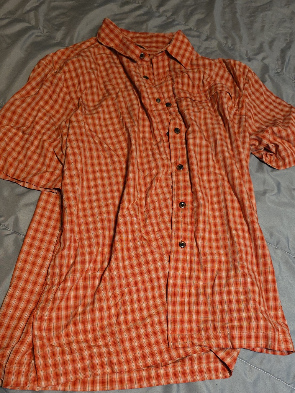 Men's 5.11 Tactical Orange Plaid Short-Sleeve Button-Up Shirt